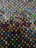 Craft Colorful Black Luxury LV Knitting Velvet Fabric For Handmade Sneaker,Car Upholstery and Clothing By Yard