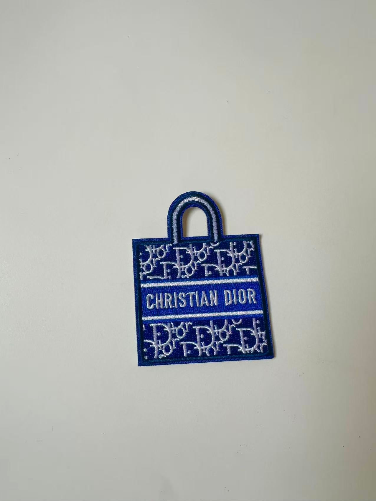 Craft Embroidery Blue Dior Jacquard Patches For Customized Apparel