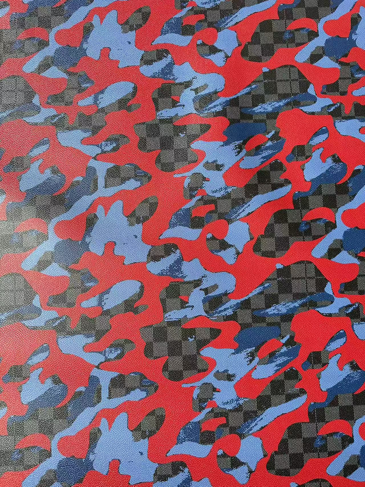 Fashion NO LOGO Plaid Camouflage Leather Fabric For Handmade Sneaker, Upholstery Goods