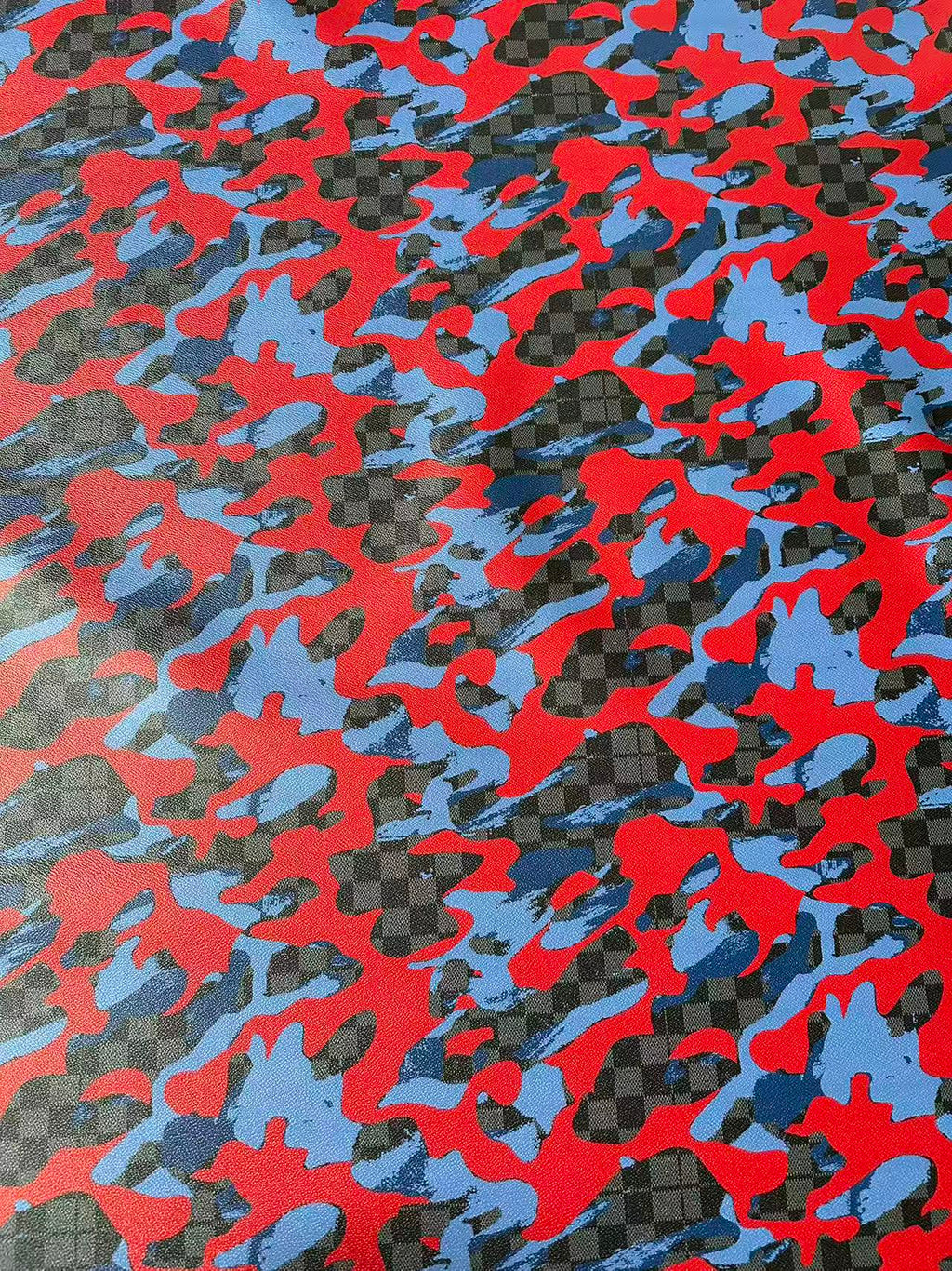 Fashion NO LOGO Plaid Camouflage Leather Fabric For Handmade Sneaker, Upholstery Goods