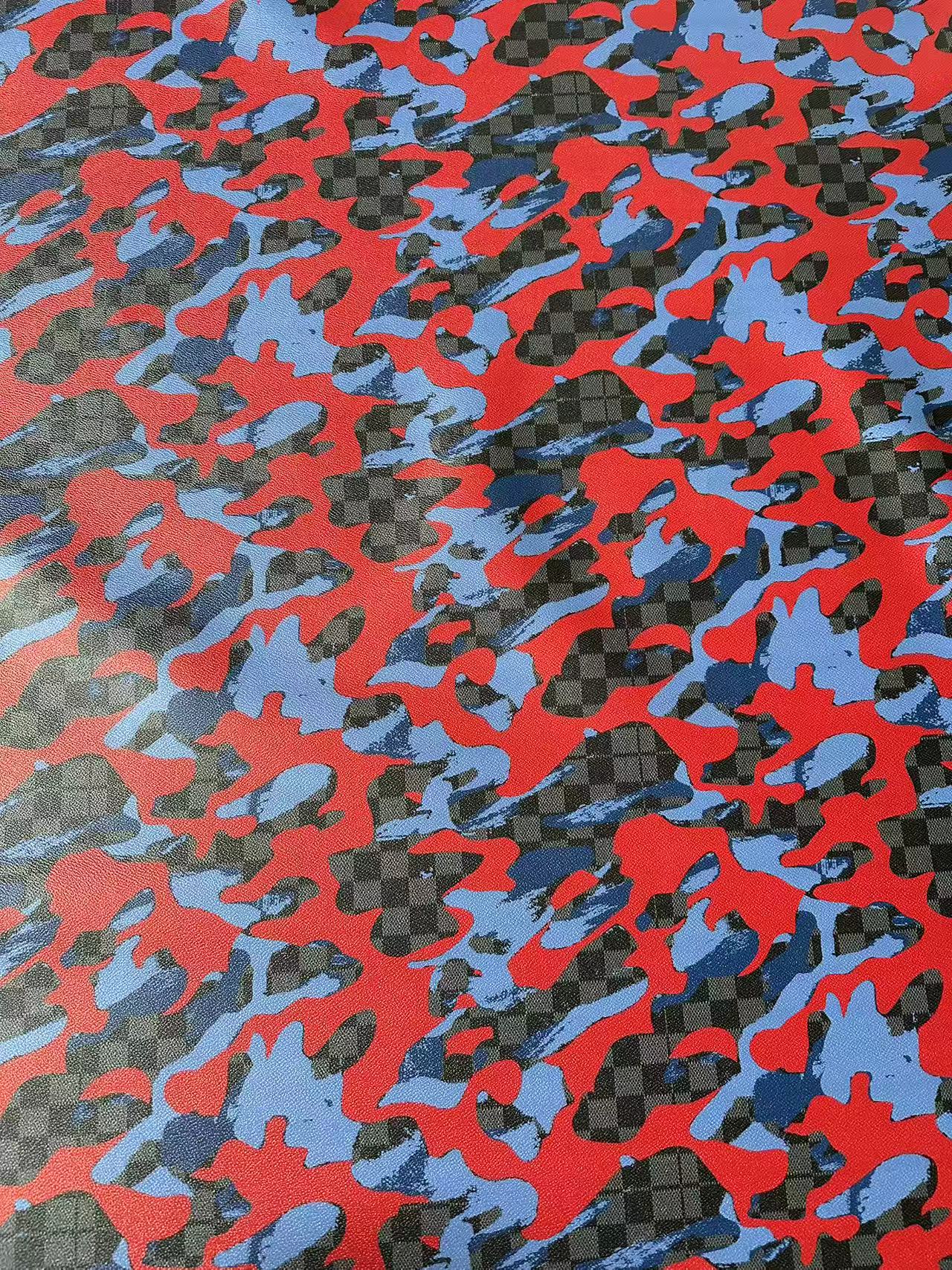 Fashion NO LOGO Plaid Camouflage Leather Fabric For Handmade Sneaker, Upholstery Goods