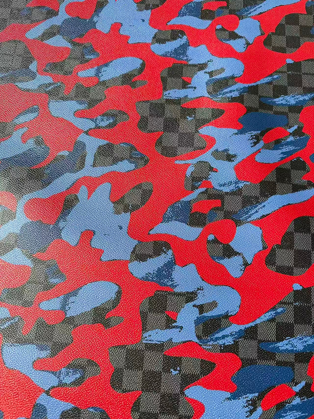 Fashion NO LOGO Plaid Camouflage Leather Fabric For Handmade Sneaker, Upholstery Goods