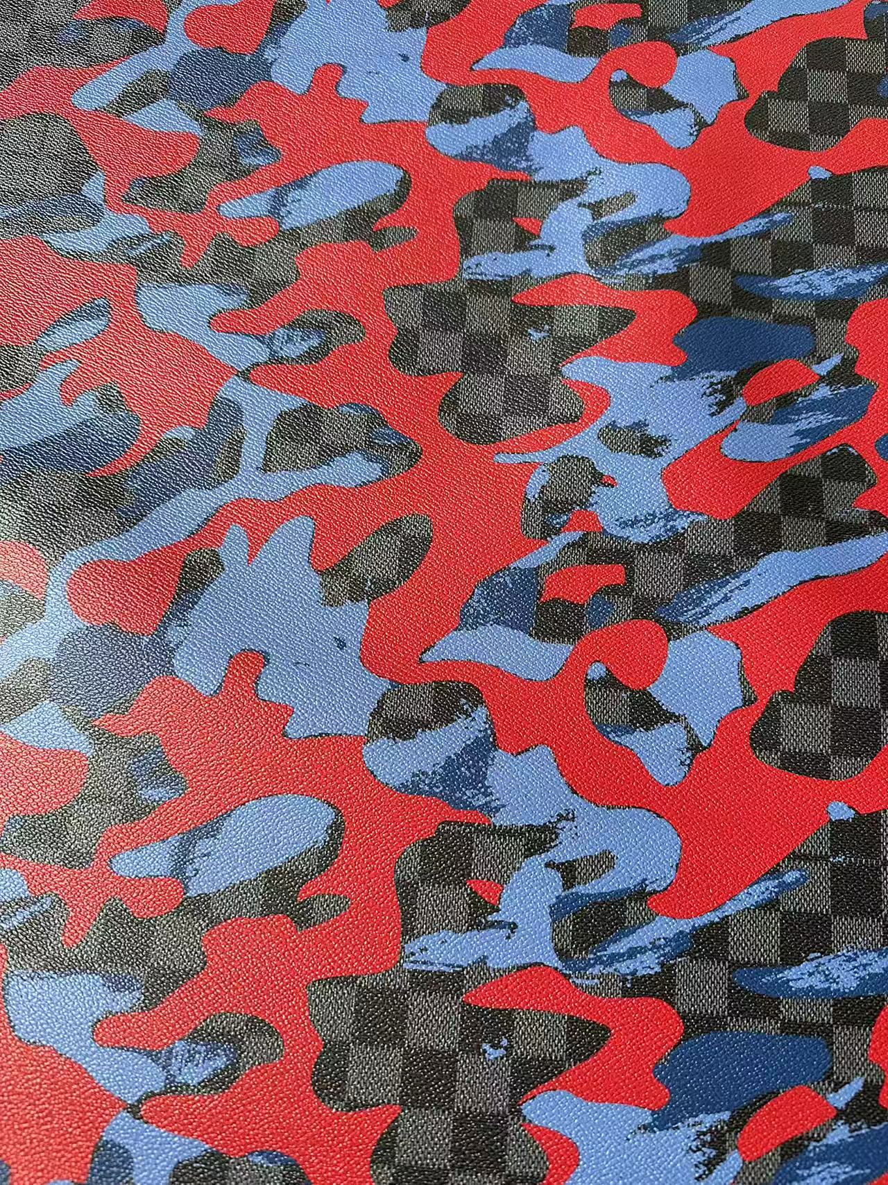 Fashion NO LOGO Plaid Camouflage Leather Fabric For Handmade Sneaker, Upholstery Goods