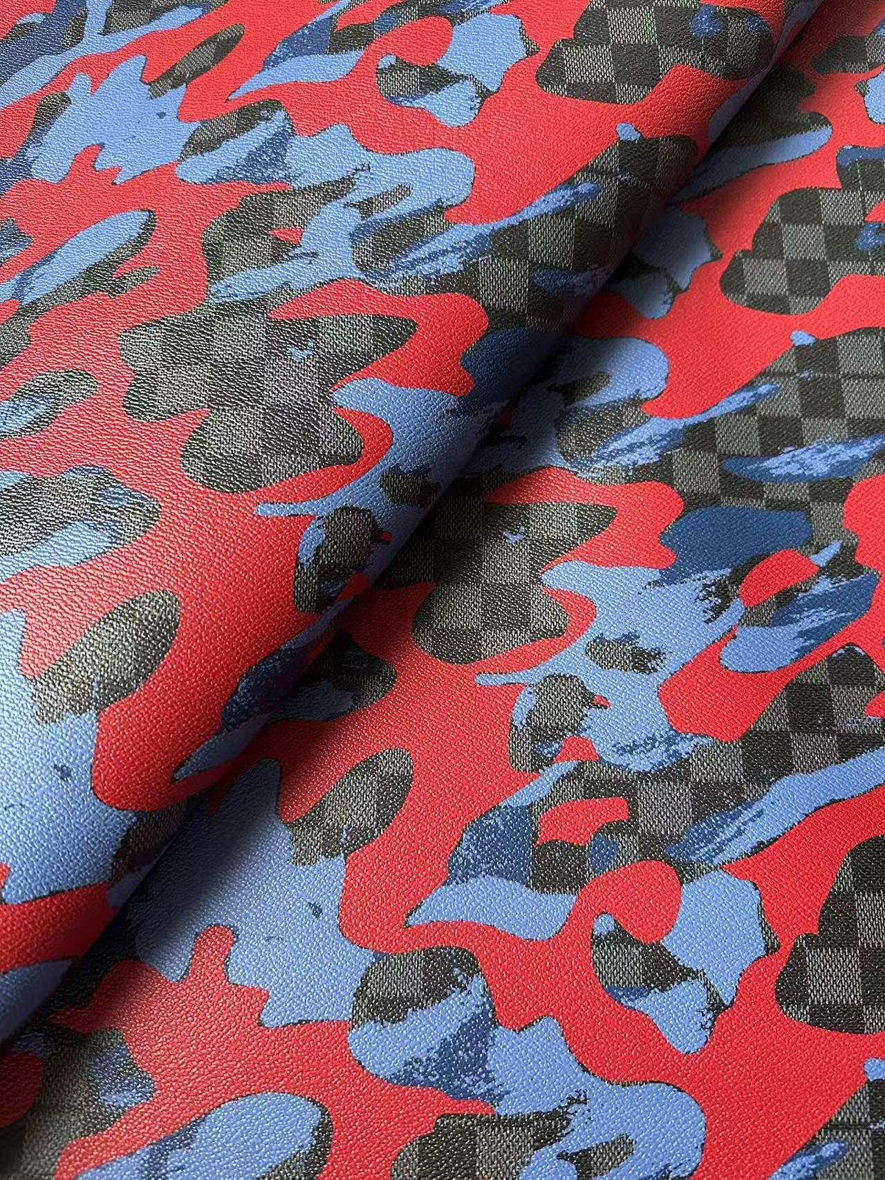 Fashion NO LOGO Plaid Camouflage Leather Fabric For Handmade Sneaker, Upholstery Goods