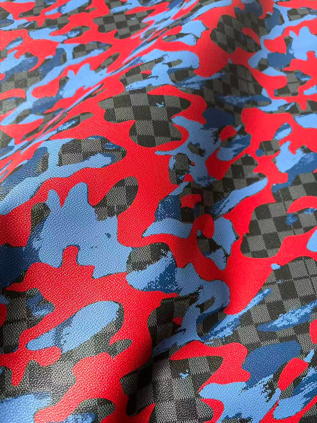 Fashion NO LOGO Plaid Camouflage Leather Fabric For Handmade Sneaker, Upholstery Goods