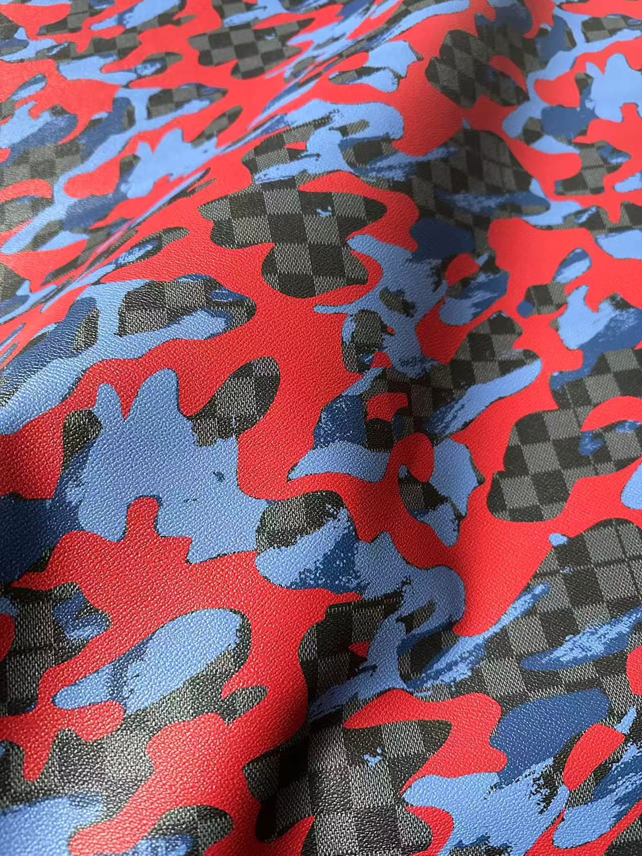 Fashion NO LOGO Plaid Camouflage Leather Fabric For Handmade Sneaker, Upholstery Goods
