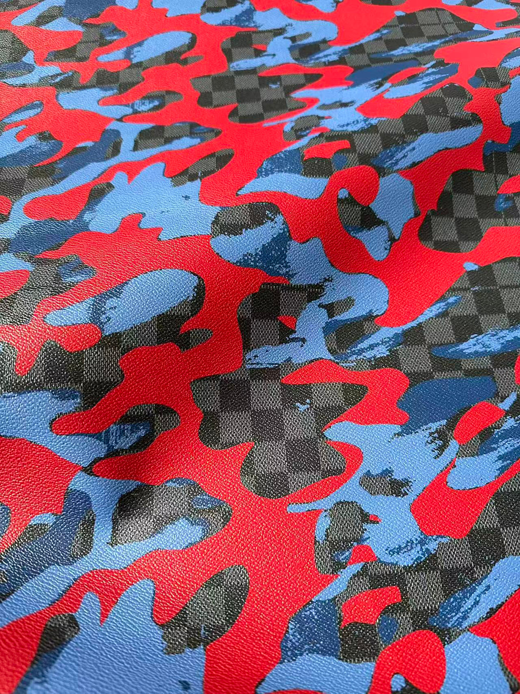 Fashion NO LOGO Plaid Camouflage Leather Fabric For Handmade Sneaker, Upholstery Goods