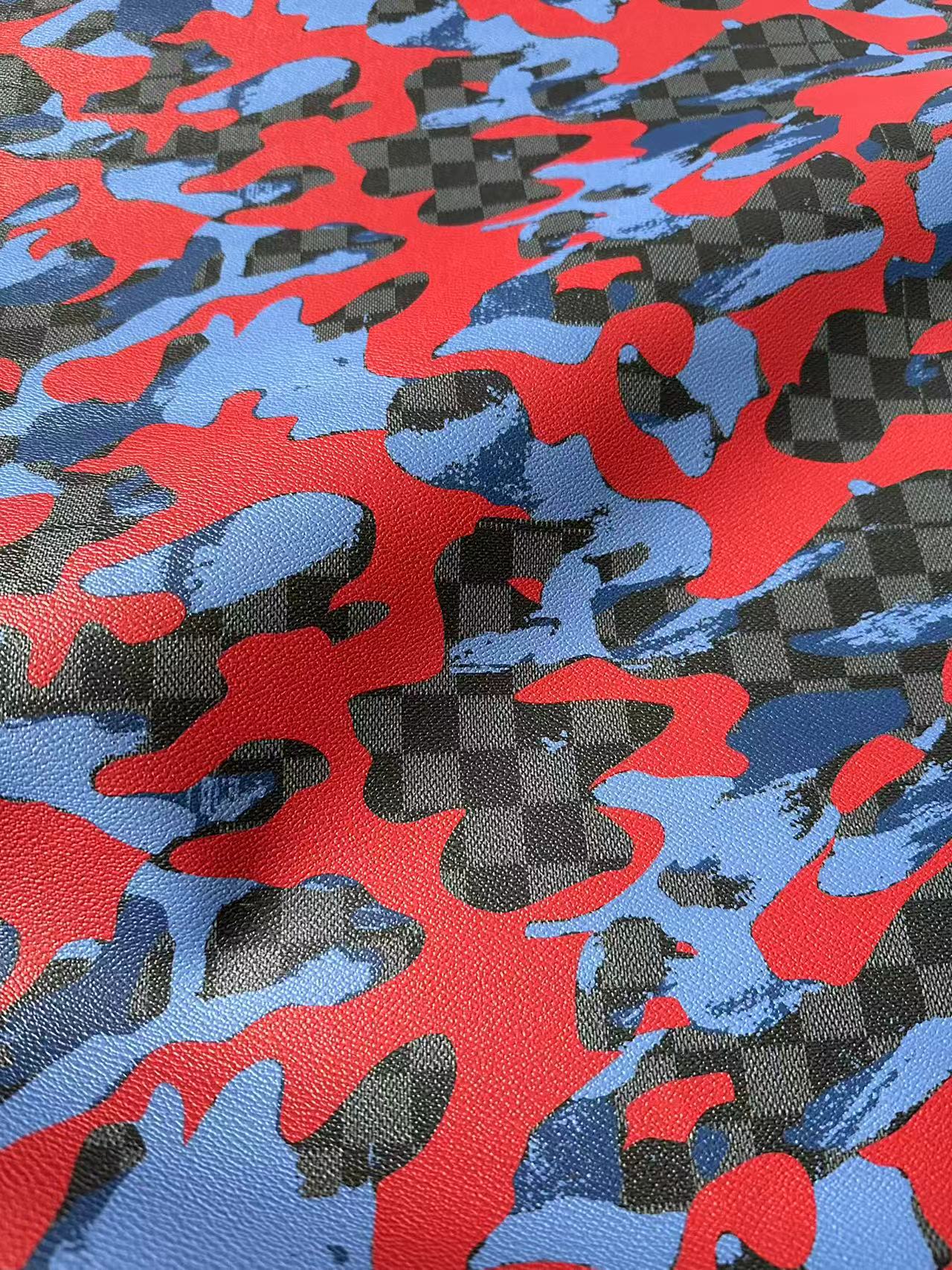 Fashion NO LOGO Plaid Camouflage Leather Fabric For Handmade Sneaker, Upholstery Goods