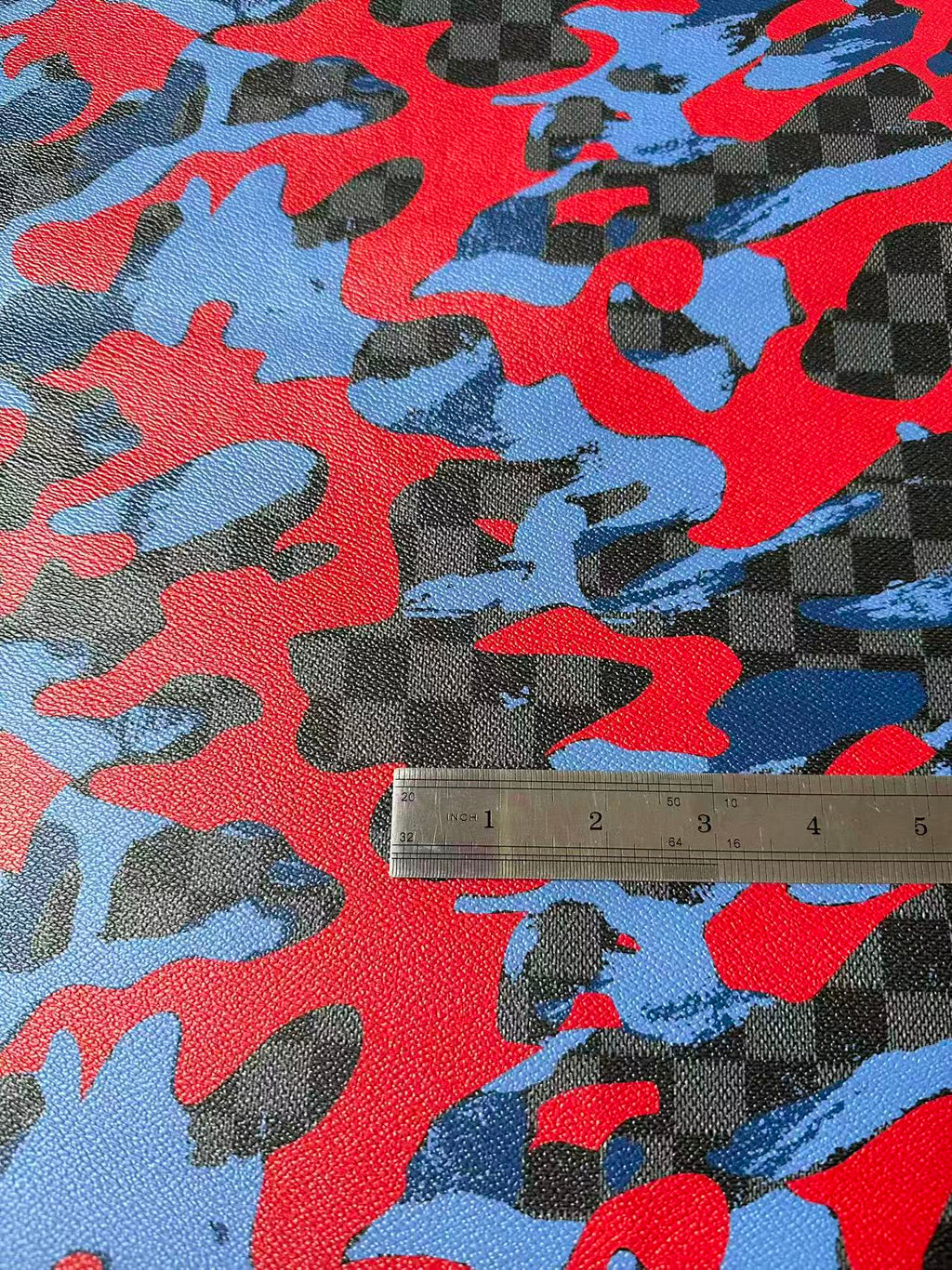 Fashion NO LOGO Plaid Camouflage Leather Fabric For Handmade Sneaker, Upholstery Goods