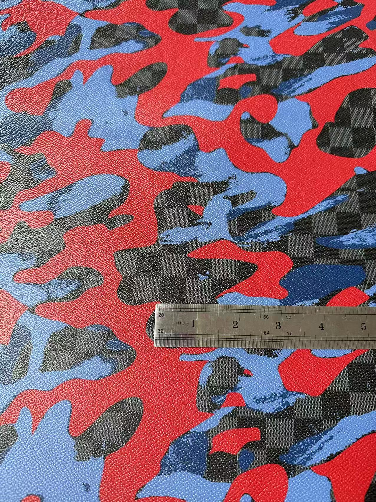 Fashion NO LOGO Plaid Camouflage Leather Fabric For Handmade Sneaker, Upholstery Goods