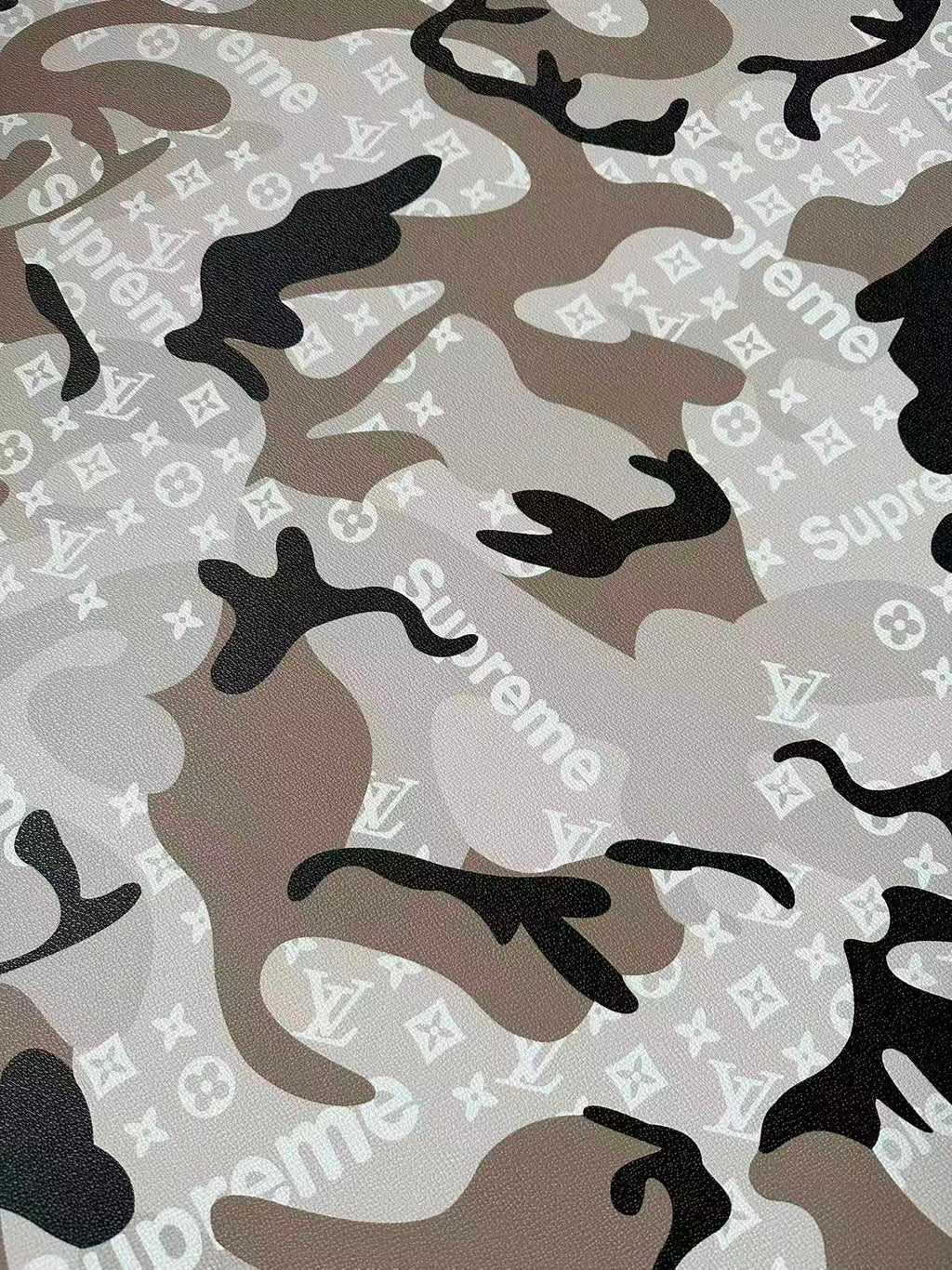 Fashion Gray LV With Supreme Camouflage Leather Fabric For Handmade Sneaker,Upholstery Goods