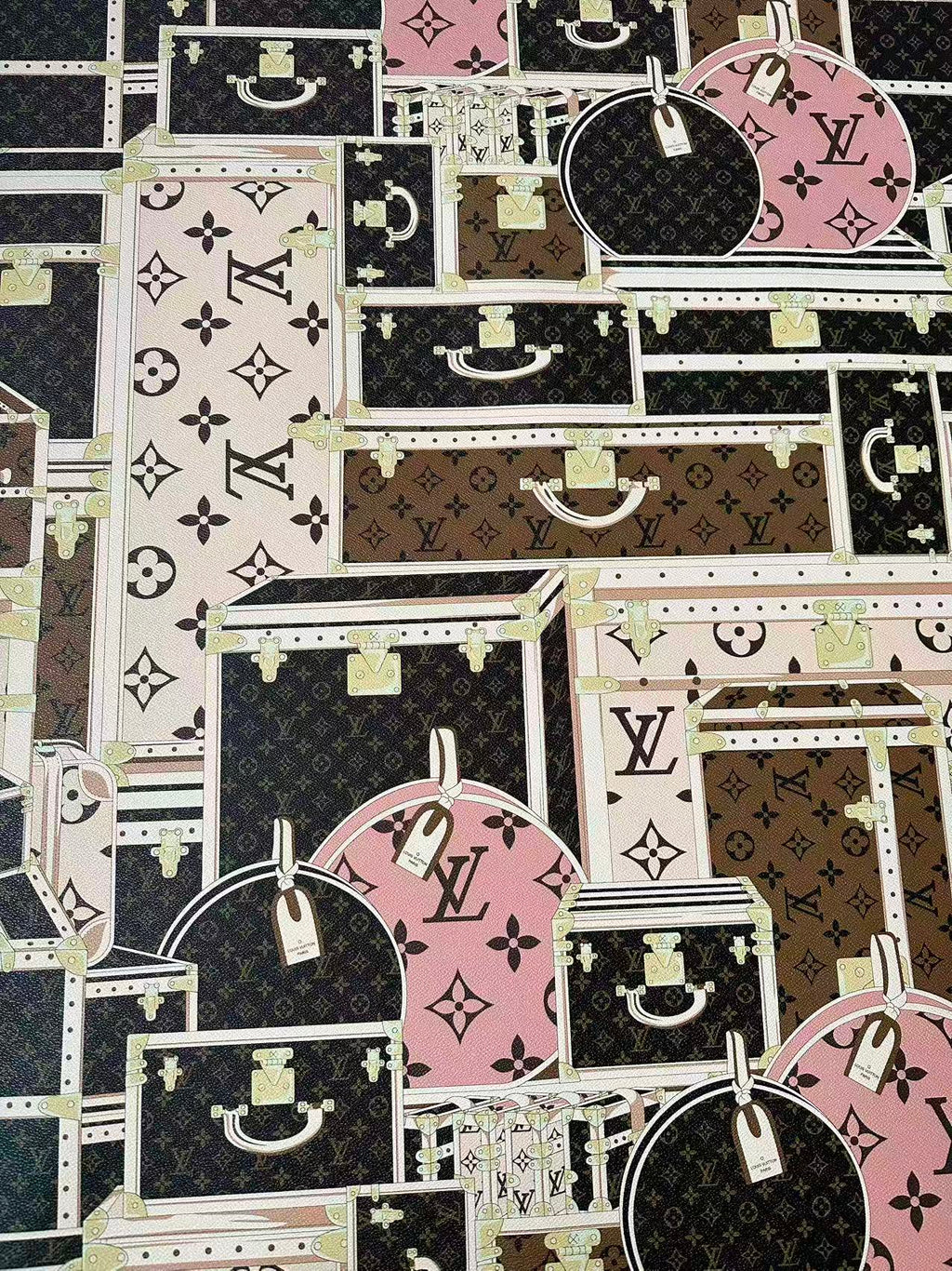 Craft LV Suitcase Leather Fabric For Handmade Shoes, Bag ,Upholstery Goods By Yard