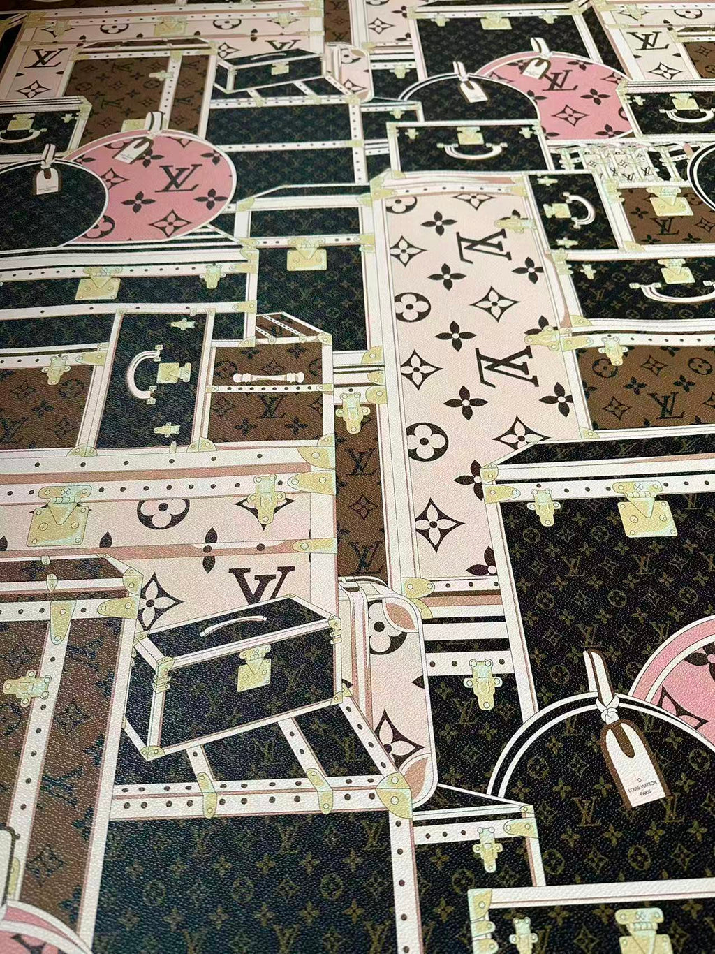 Craft LV Suitcase Leather Fabric For Handmade Shoes, Bag ,Upholstery Goods By Yard