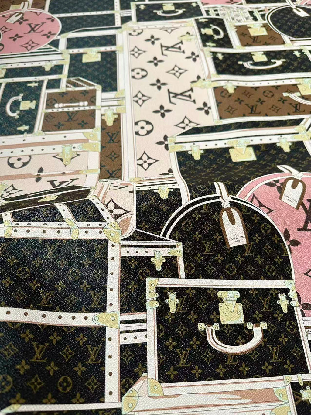 Craft LV Suitcase Leather Fabric For Handmade Shoes, Bag ,Upholstery Goods By Yard