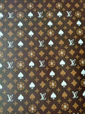 Craft Las Vegas Playing Cards With LV Leather Fabric For Handmade Shoes, Sneaker Handicraft Goods By Yard(Brown)