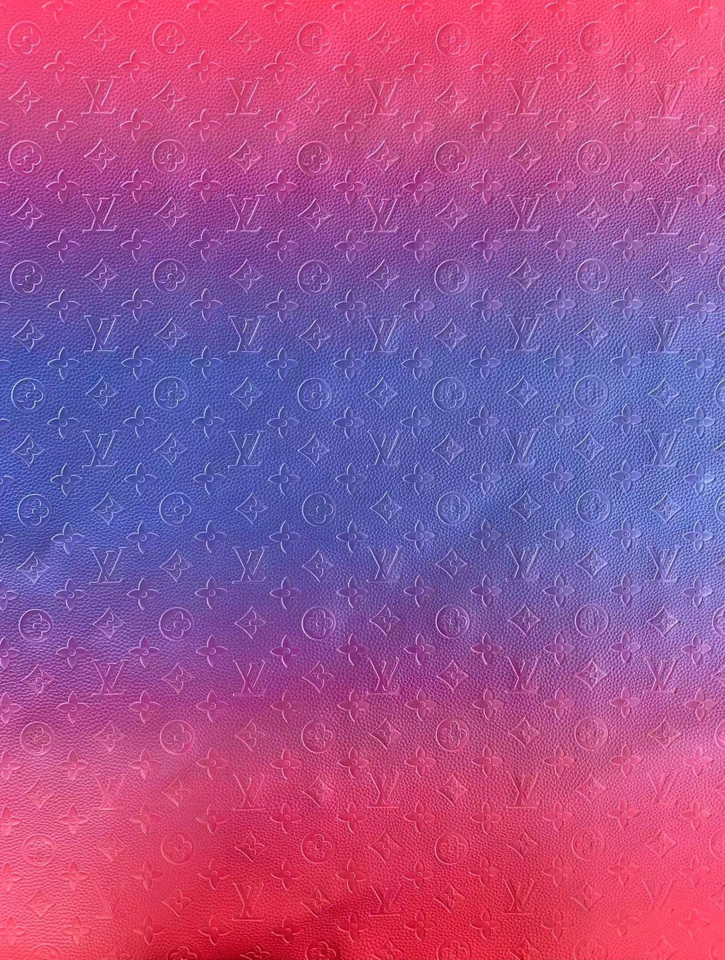 Fashion Red with Blue Gradual Change Design LV PU Material leather