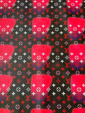 Fashion LV Hot Pink Dot Leather Fabric For Sneaker, DIY Goods By Yard