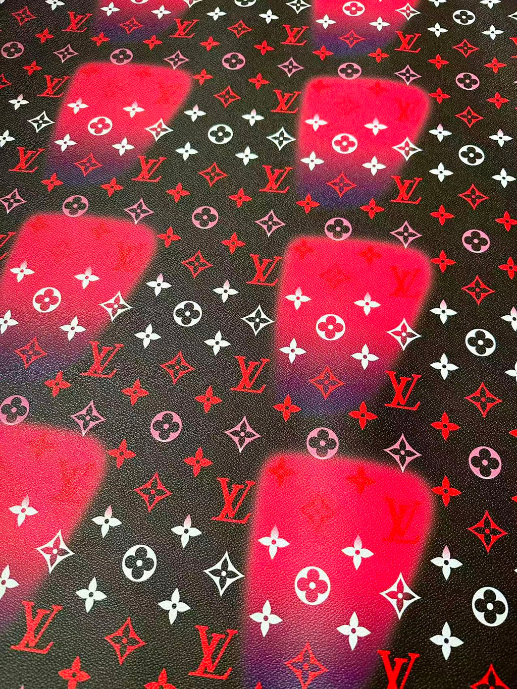 Fashion LV Hot Pink Dot Leather Fabric For Sneaker, DIY Goods By Yard