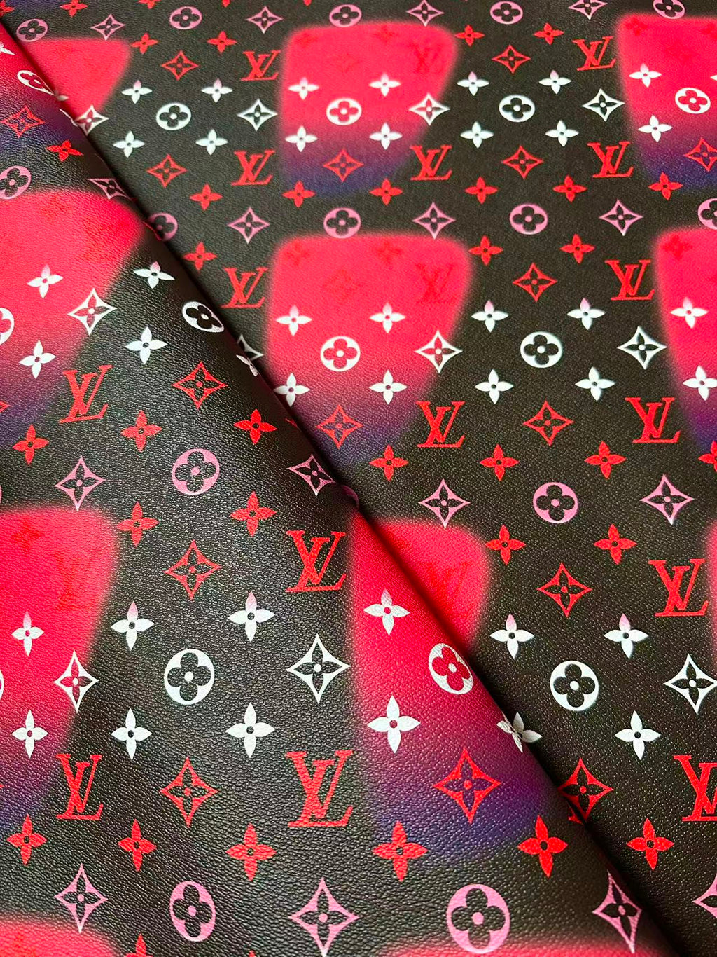 Fashion LV Hot Pink Dot Leather Fabric For Sneaker, DIY Goods By Yard