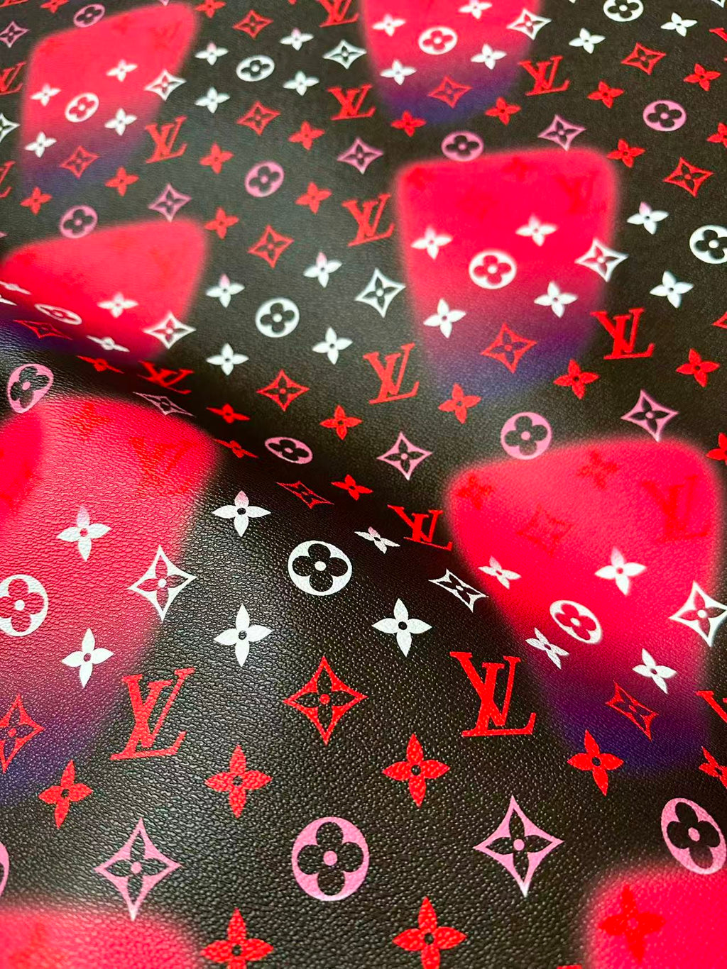 Fashion LV Hot Pink Dot Leather Fabric For Sneaker, DIY Goods By Yard