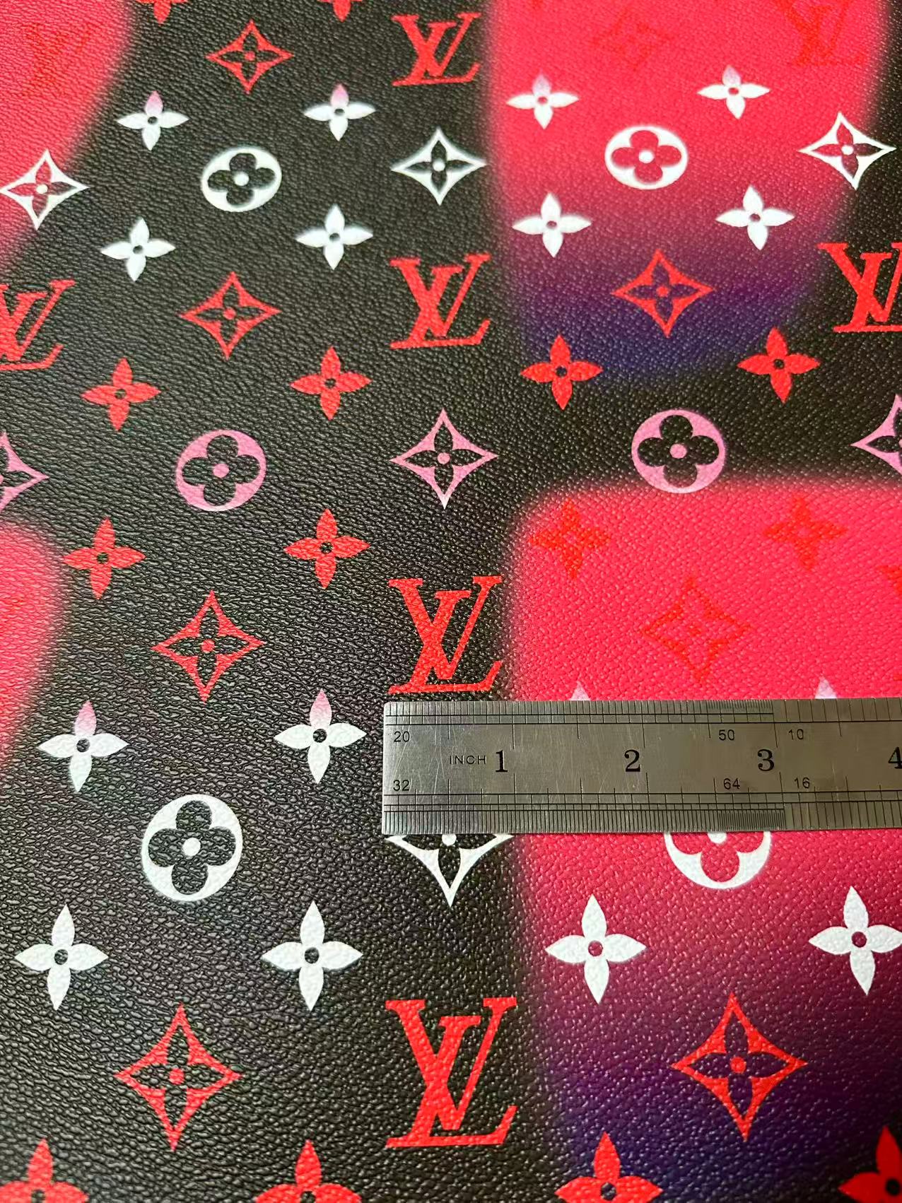 Fashion LV Hot Pink Dot Leather Fabric For Sneaker, DIY Goods By Yard