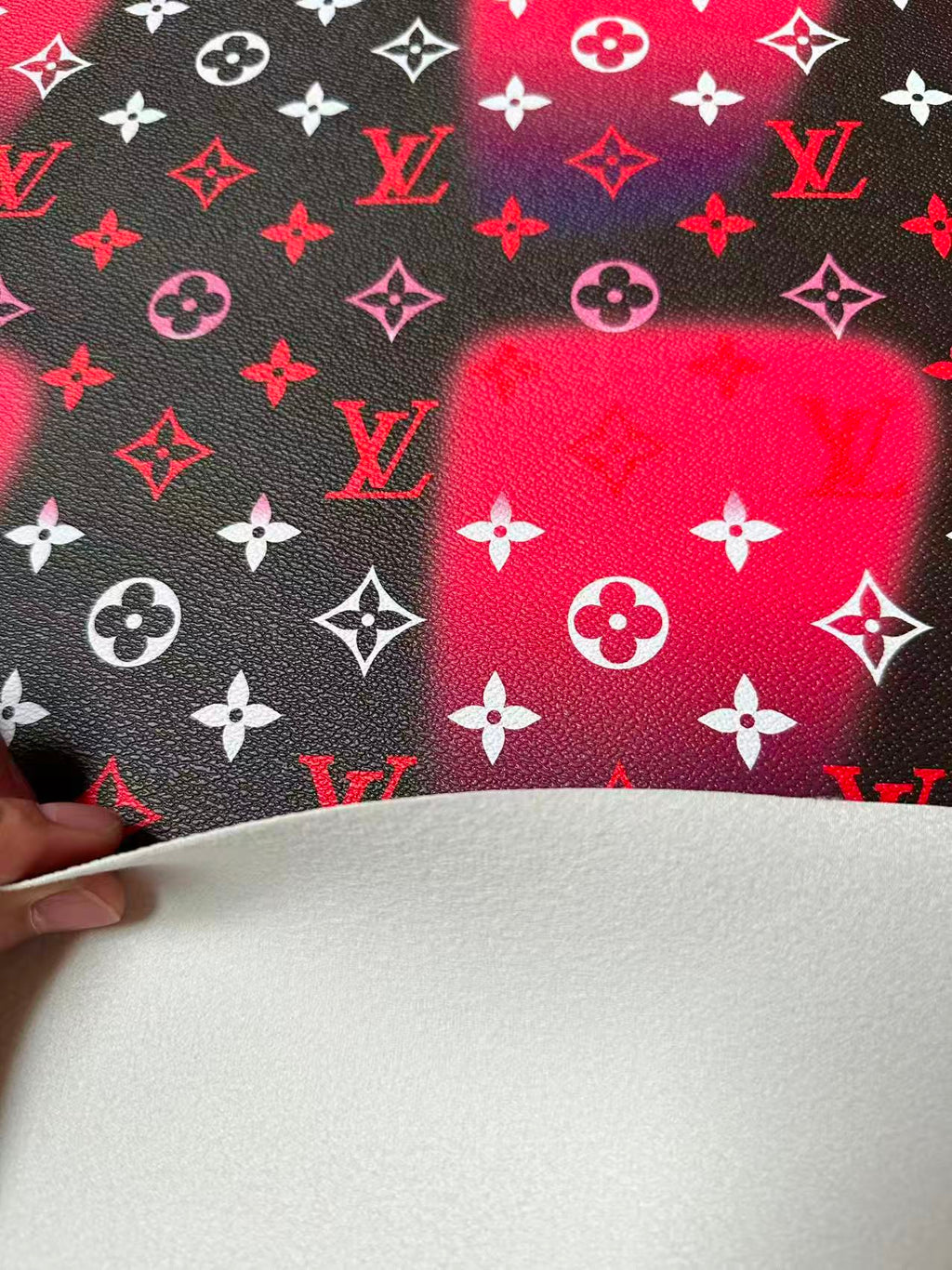 Fashion LV Hot Pink Dot Leather Fabric For Sneaker, DIY Goods By Yard