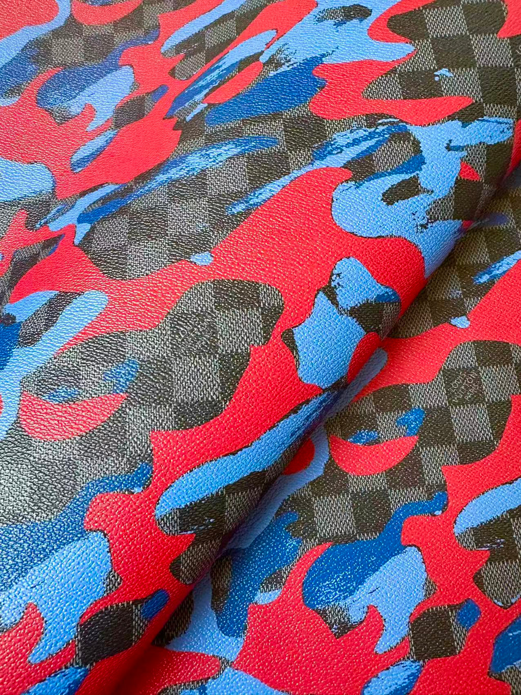 Fashion Louis Vuitton Damier Camouflage Leather Fabric For Handmade Sneaker, Upholstery Goods