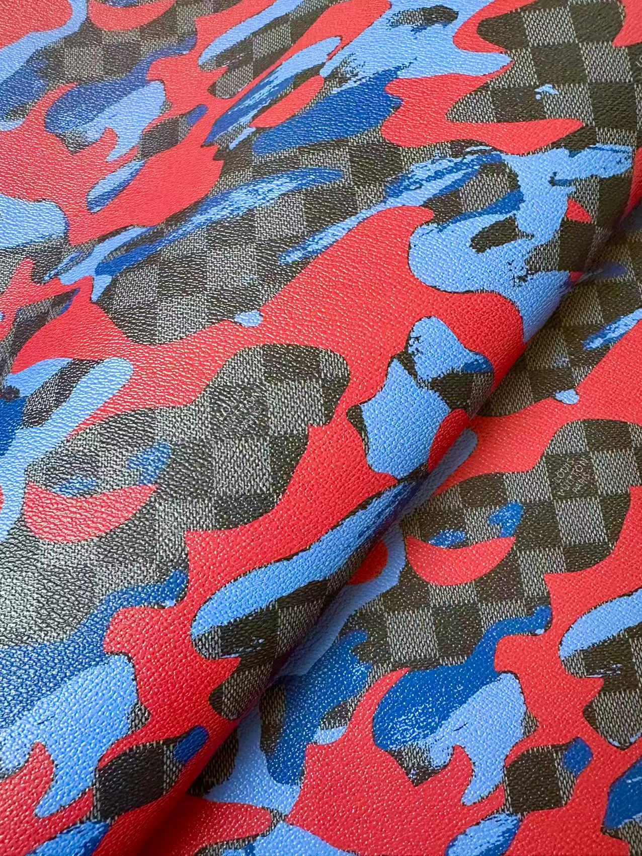 Fashion Louis Vuitton Damier Camouflage Leather Fabric For Handmade Sneaker, Upholstery Goods
