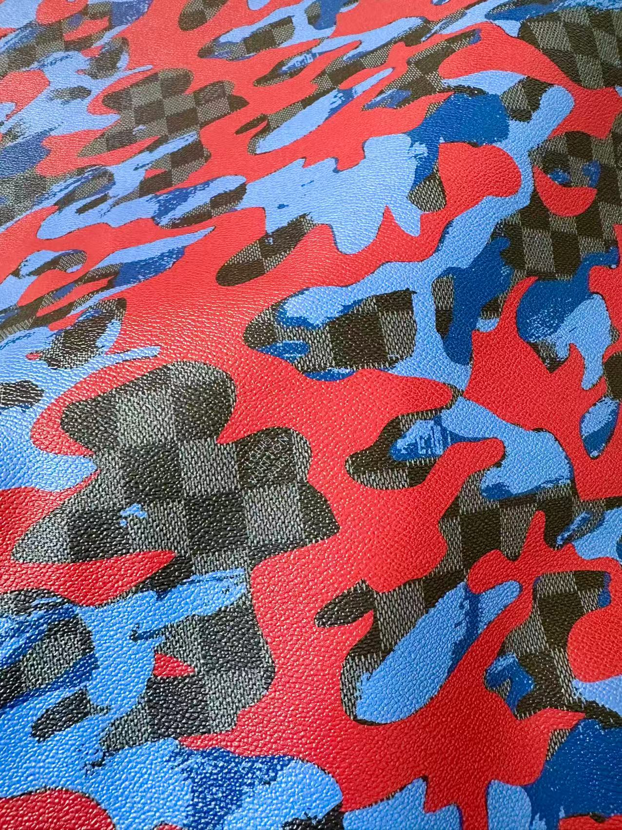 Fashion Louis Vuitton Damier Camouflage Leather Fabric For Handmade Sneaker, Upholstery Goods