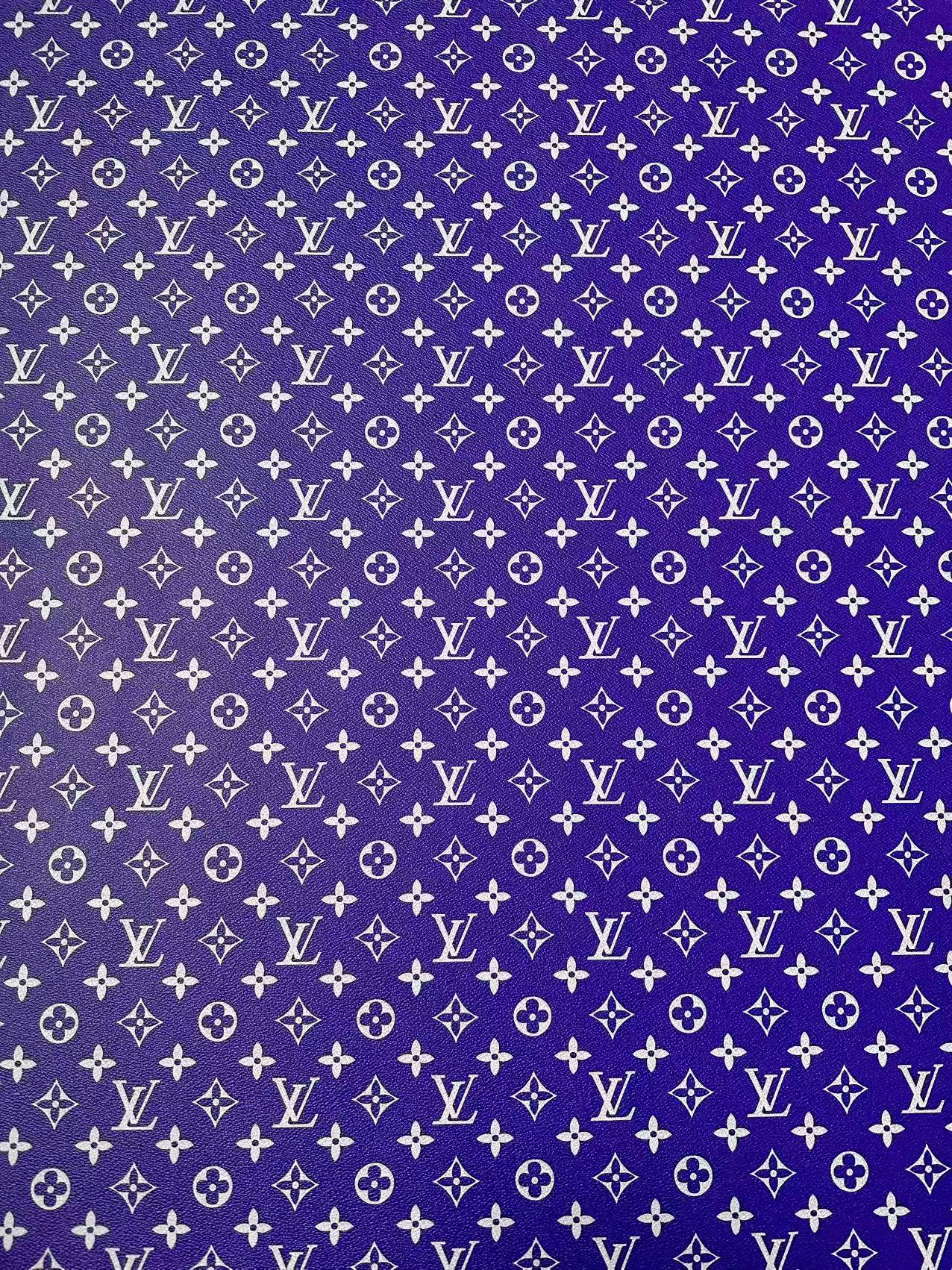 Craft Purple With White LV Vinyl Leather for Handmade Sneaker,Car Upholstery Leather By Yard