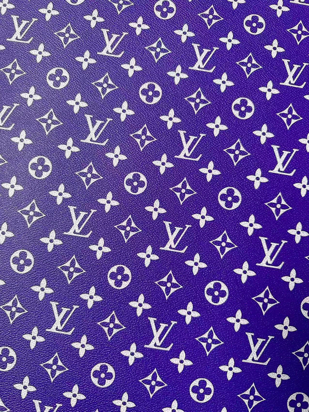 Craft Purple With White LV Vinyl Leather for Handmade Sneaker,Car Upholstery Leather By Yard