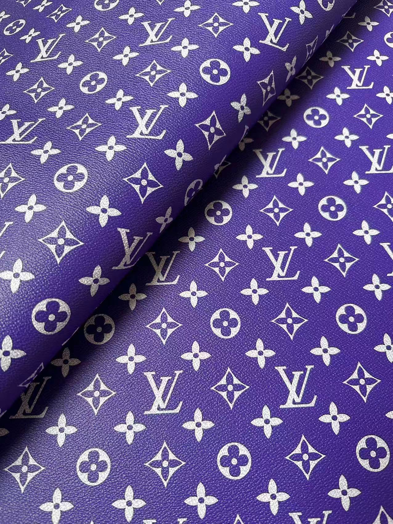 Craft Purple With White LV Vinyl Leather for Handmade Sneaker,Car Upholstery Leather By Yard