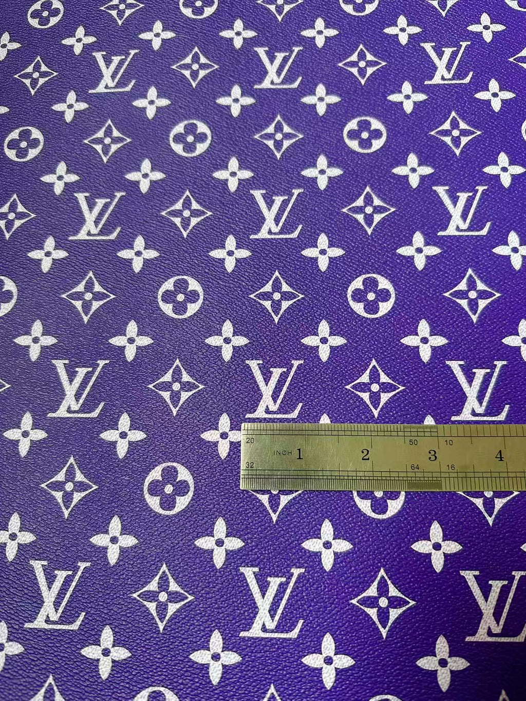Craft Purple With White LV Vinyl Leather for Handmade Sneaker,Car Upholstery Leather By Yard