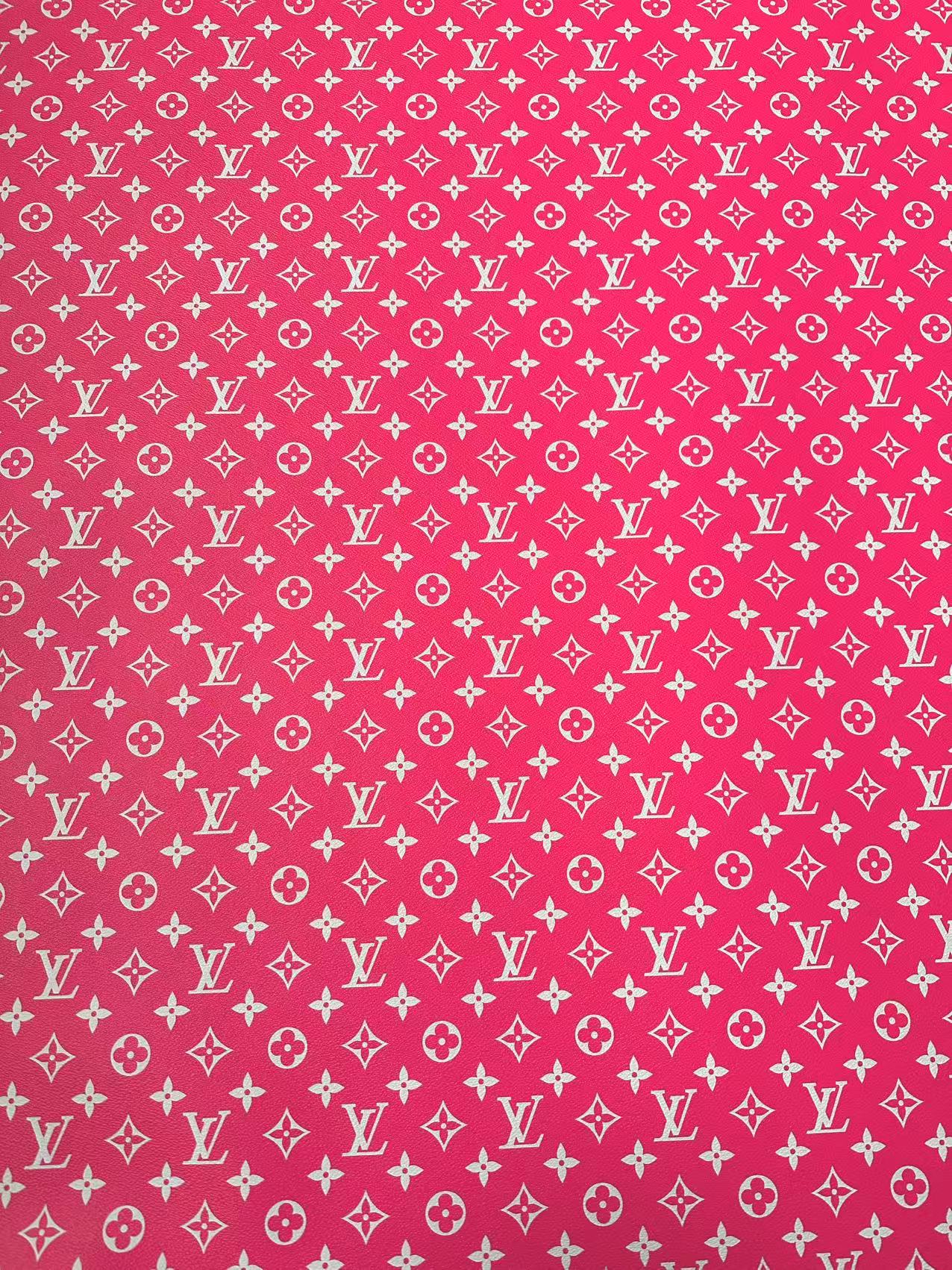 Craft Hot Pink LV Vinyl Leather for Handmade Sneaker,Car Upholstery Leather By Yard