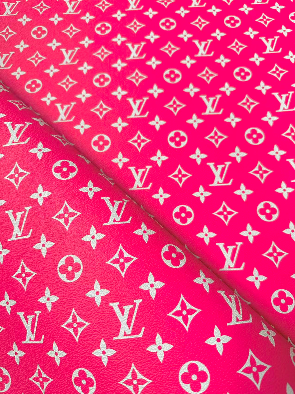 Craft Hot Pink LV Vinyl Leather for Handmade Sneaker,Car Upholstery Leather By Yard