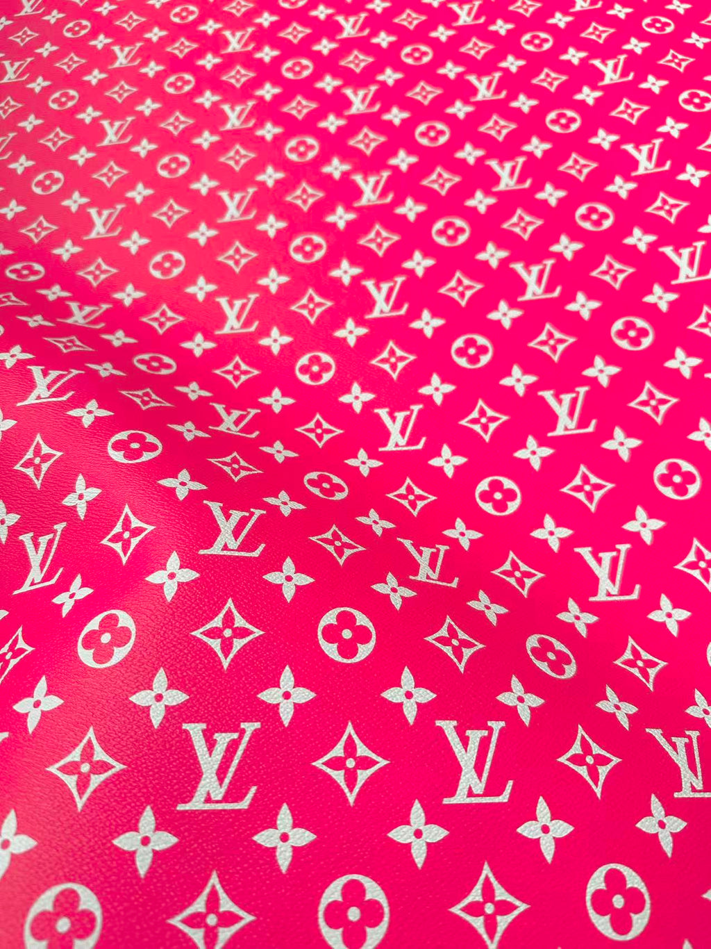 Craft Hot Pink LV Vinyl Leather for Handmade Sneaker,Car Upholstery Leather By Yard