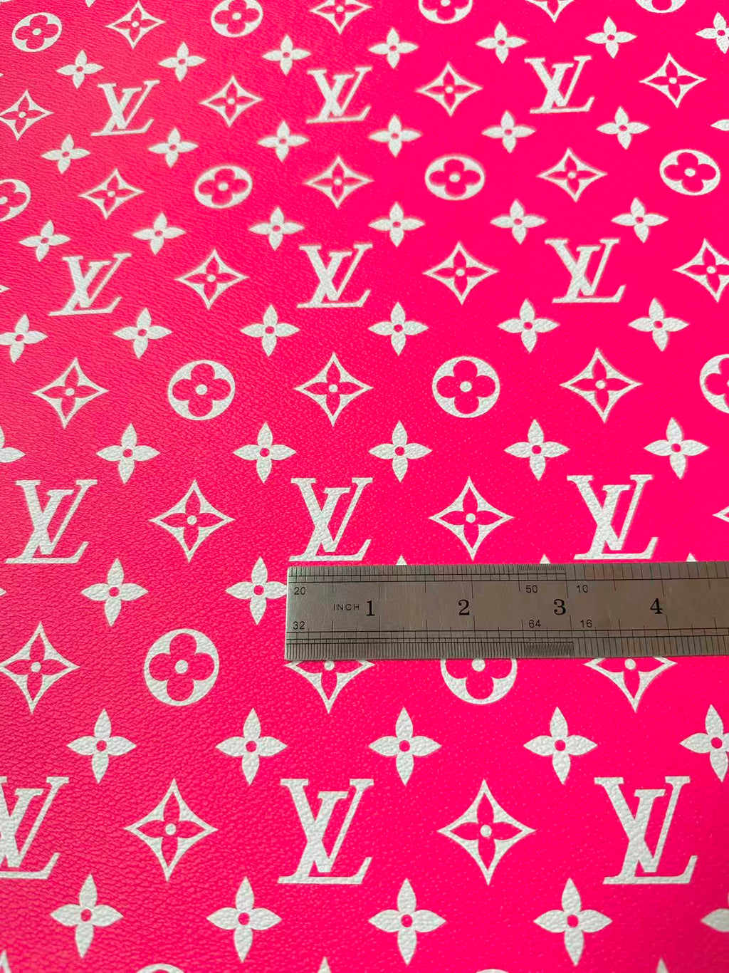 Craft Hot Pink LV Vinyl Leather for Handmade Sneaker,Car Upholstery Leather By Yard