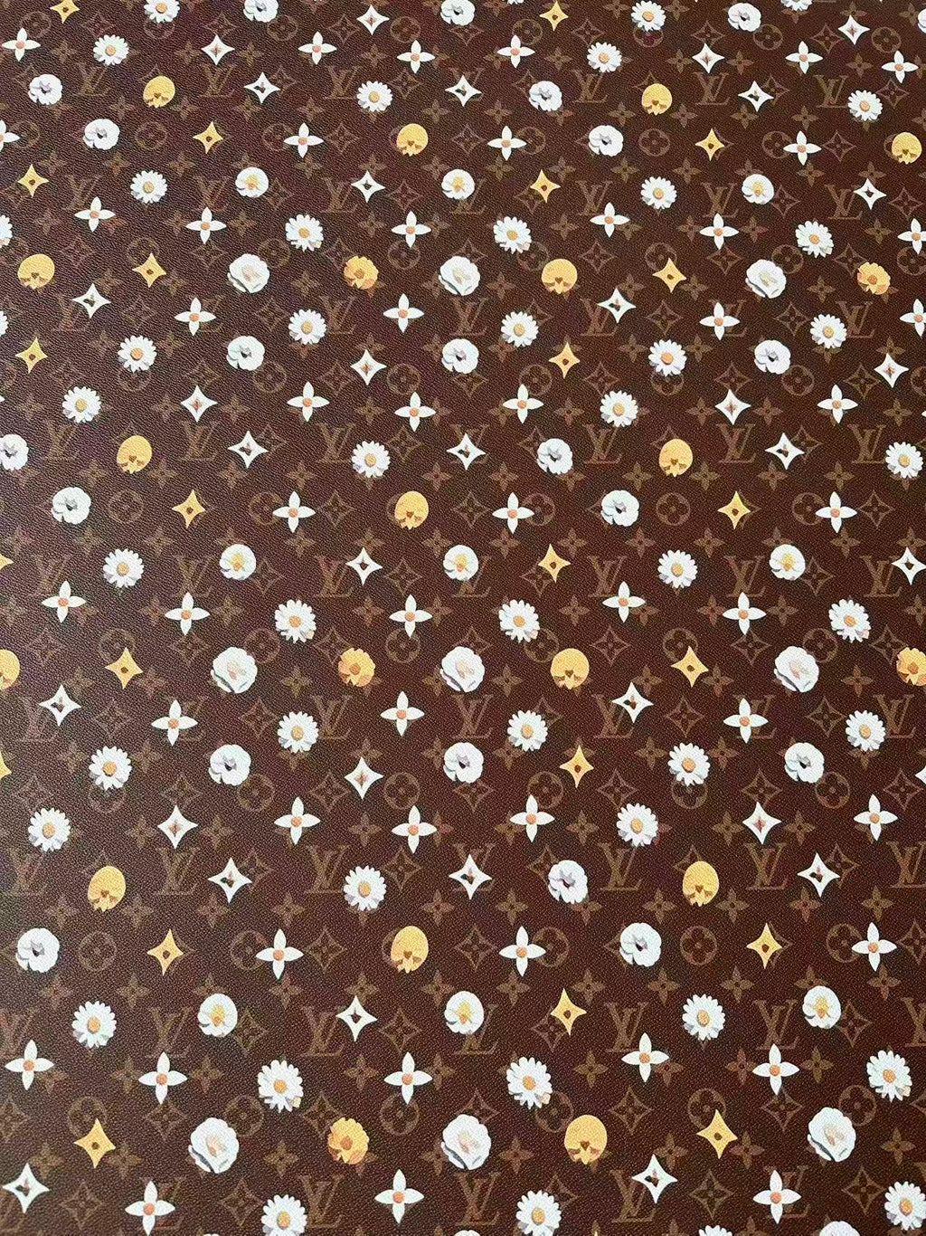 Craft LV With Point Flower Leather Fabric For Handmade Shoes, Sneaker Handicraft Goods By Yard