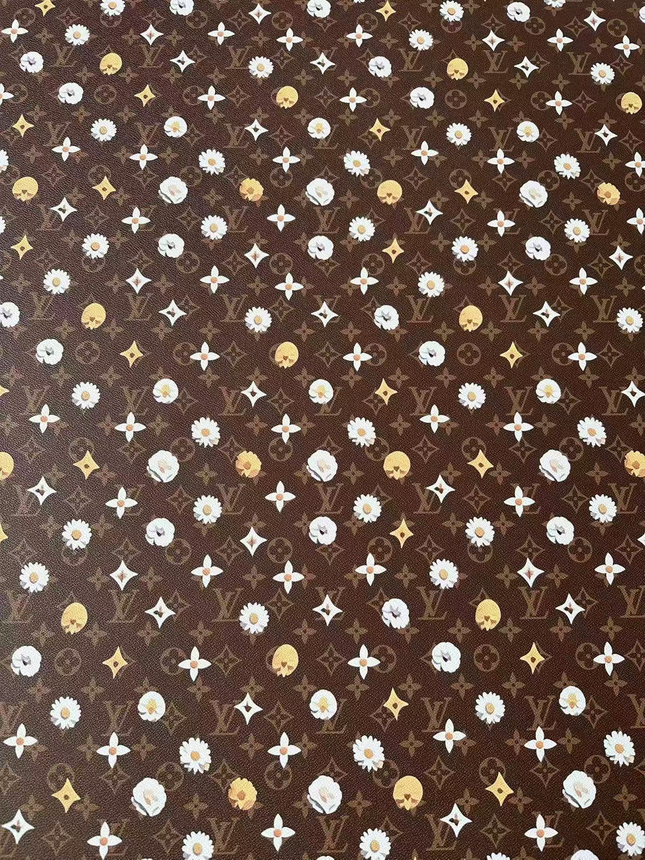 Craft LV With Point Flower Leather Fabric For Handmade Shoes, Sneaker Handicraft Goods By Yard