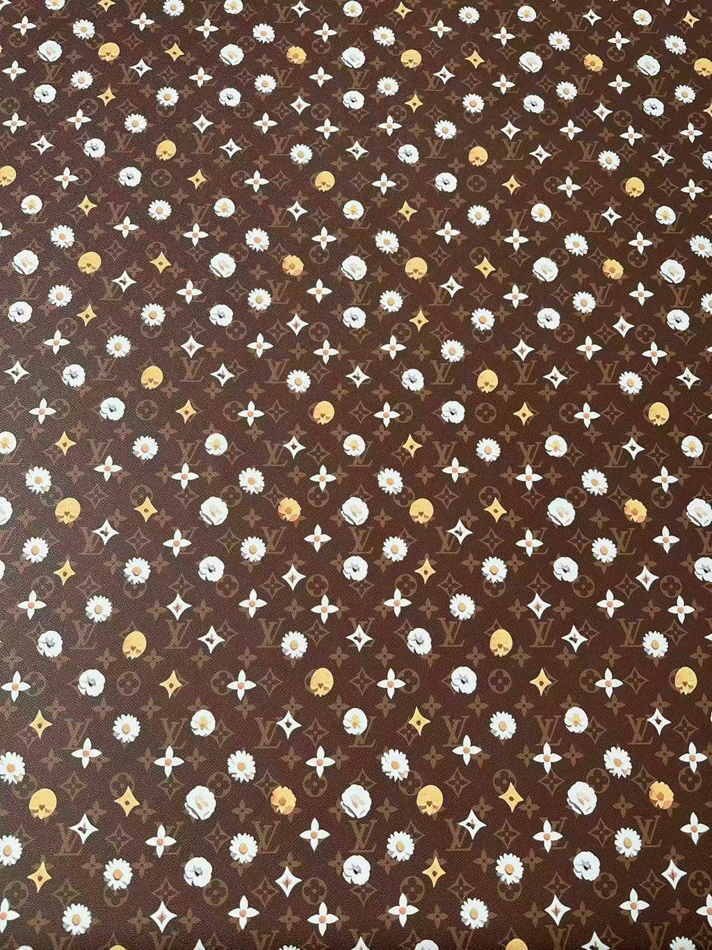 Craft LV With Point Flower Leather Fabric For Handmade Shoes, Sneaker Handicraft Goods By Yard