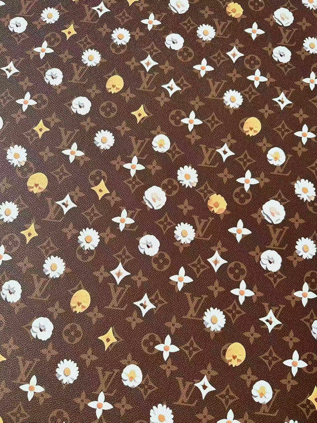 Craft LV With Point Flower Leather Fabric For Handmade Shoes, Sneaker Handicraft Goods By Yard