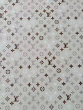 Fashion White,Brown and Gray LV Vinyl Leather for Handmade Sneaker,Car Upholstery Leather By Yard