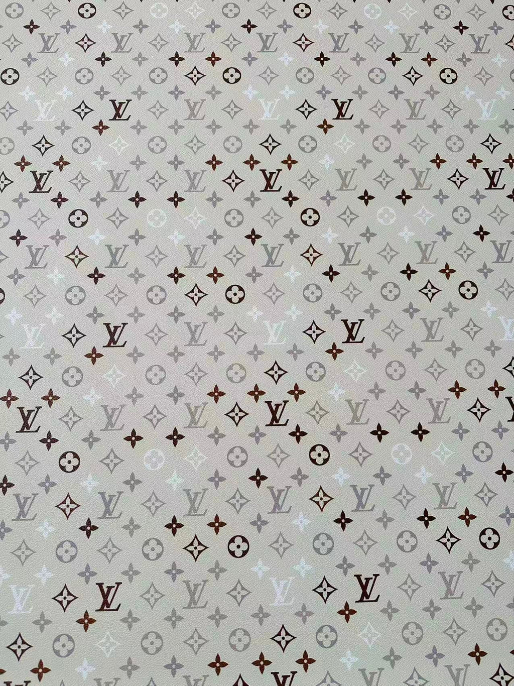 Fashion White,Brown and Gray LV Vinyl Leather for Handmade Sneaker,Car Upholstery Leather By Yard