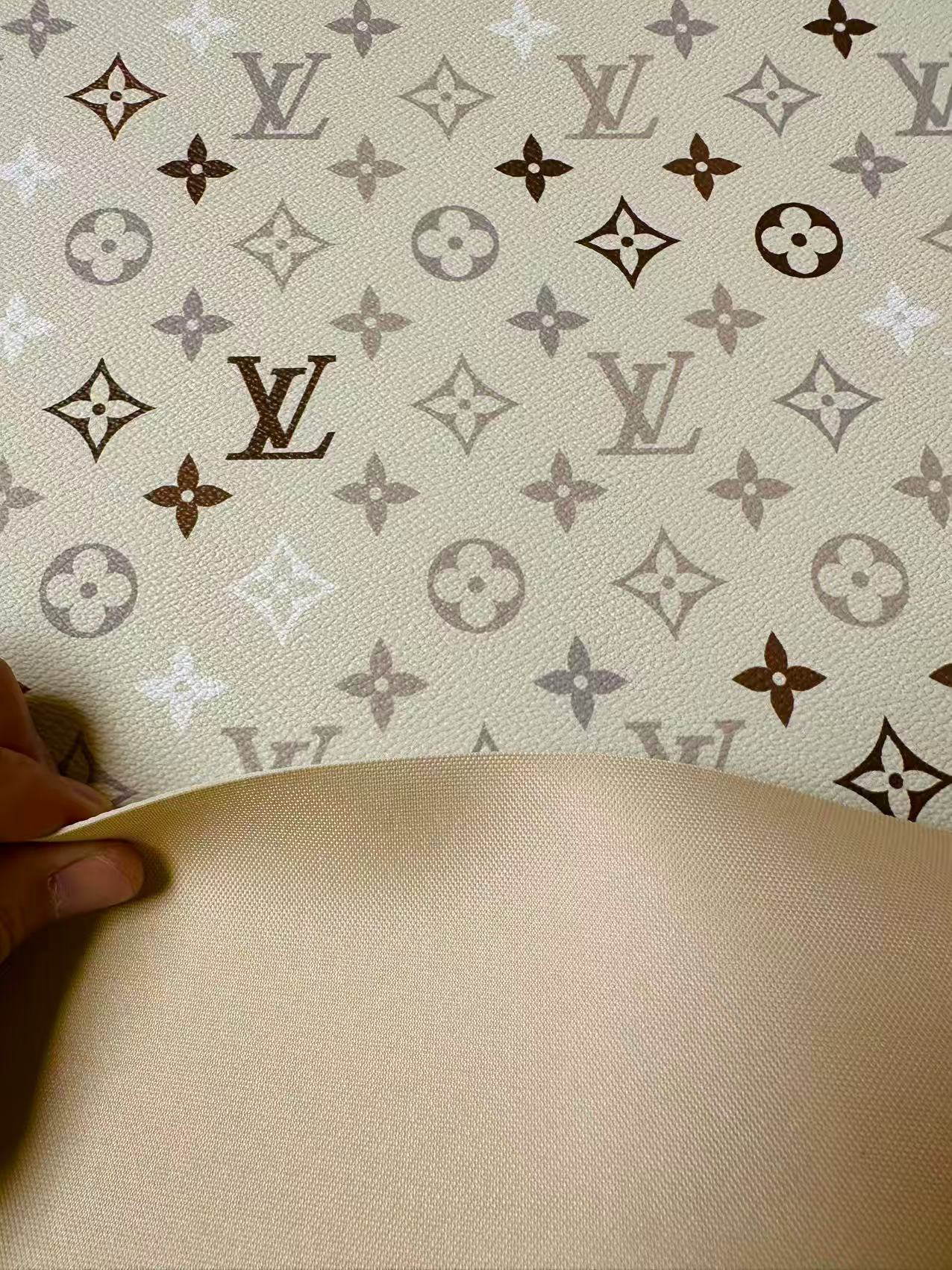 Fashion White,Brown and Gray LV Vinyl Leather for Handmade Sneaker,Car Upholstery Leather By Yard