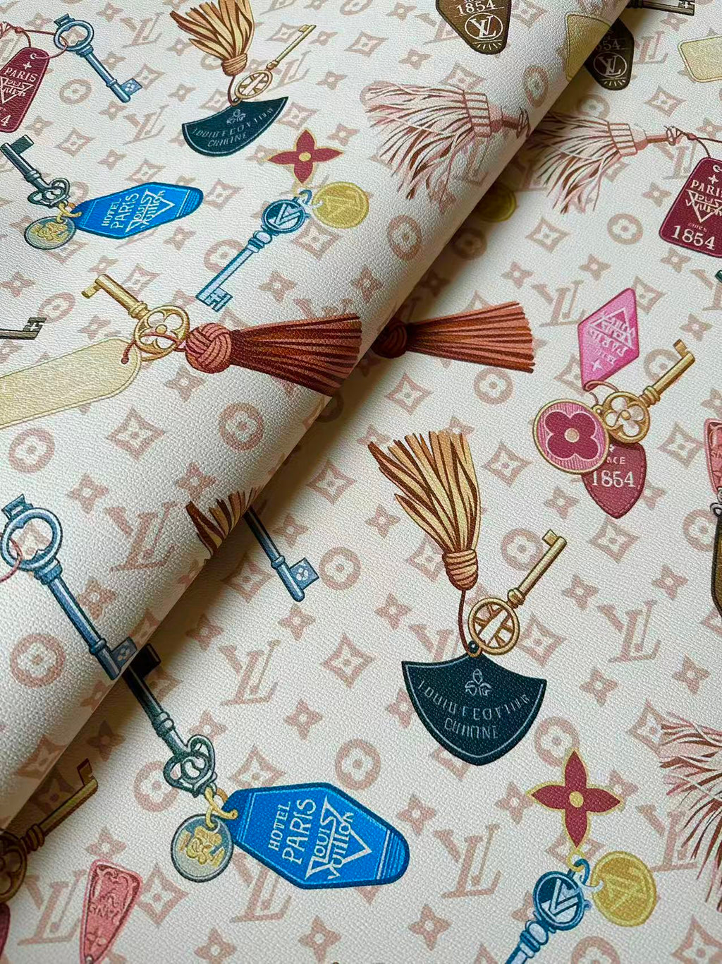 Fashion Colorful Key With LV Leather Fabric For Handmade Sneaker,Bag And Upholstery Goods