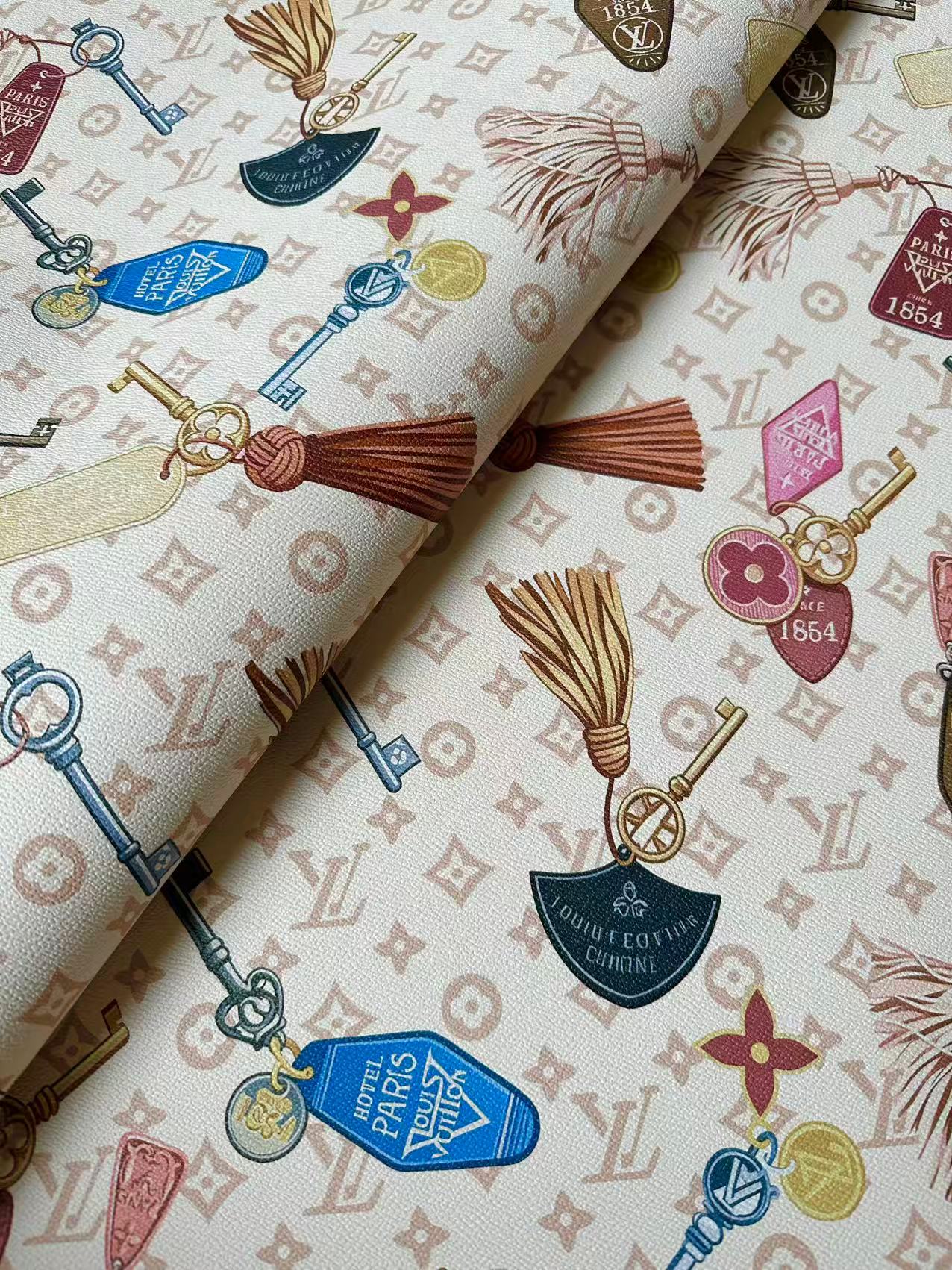 Fashion Colorful Key With LV Leather Fabric For Handmade Sneaker,Bag And Upholstery Goods