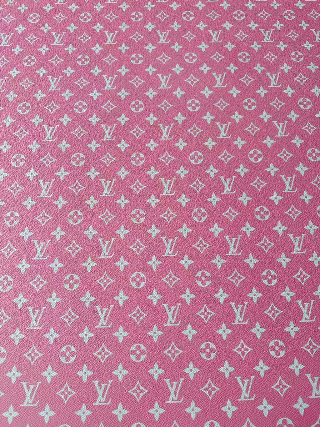 Fashion Pink LV Vinyl Leather for Handmade Shoes Bag And Car Upholstery Leather By Yard