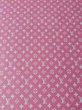 Fashion Pink LV Vinyl Leather for Handmade Shoes Bag And Car Upholstery Leather By Yard