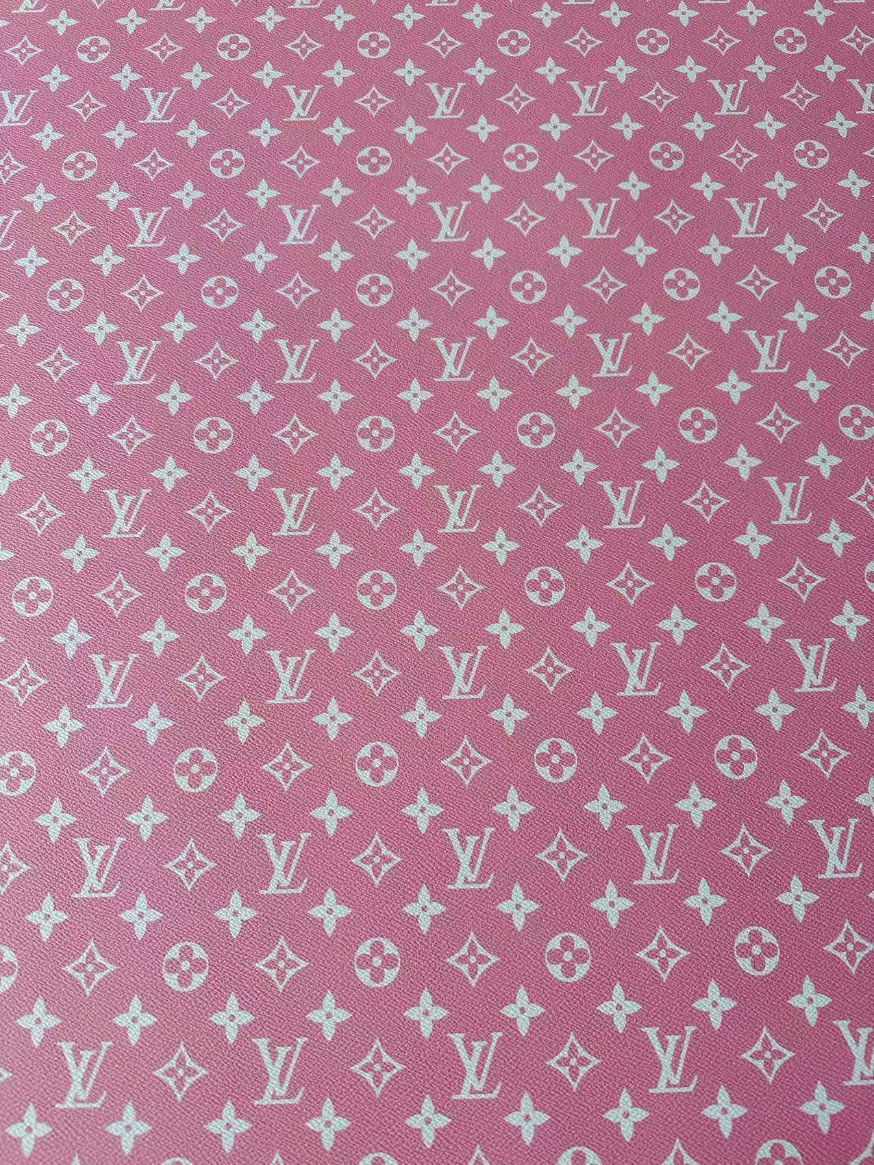 Fashion Pink LV Vinyl Leather for Handmade Shoes Bag And Car Upholstery Leather By Yard