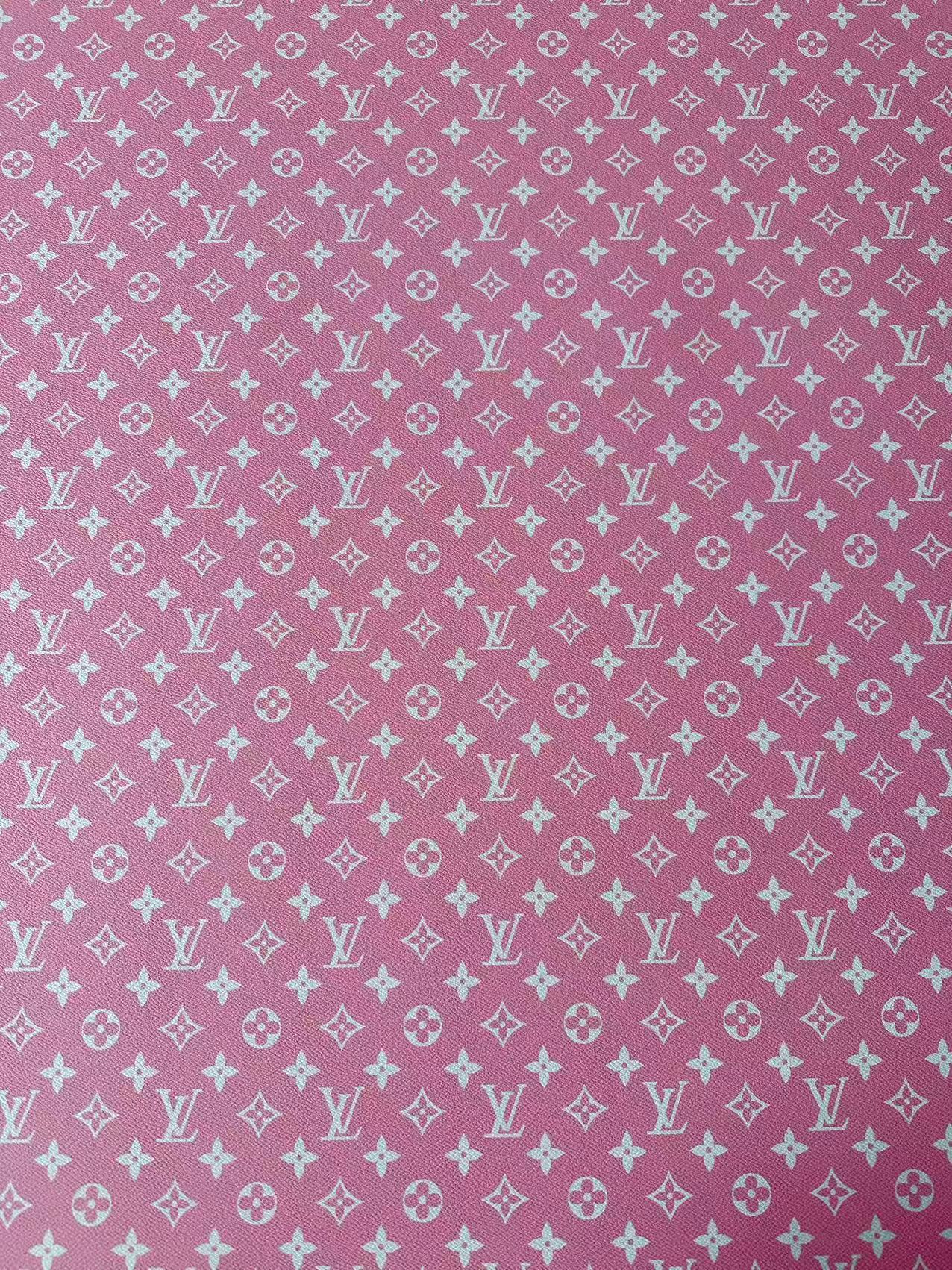 Fashion Pink LV Vinyl Leather for Handmade Shoes Bag And Car Upholstery Leather By Yard